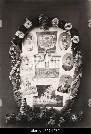 Photographie du XIXe siècle : portrait composite de la famille royale d'Hawaï, 19e siècle. Banque D'Images