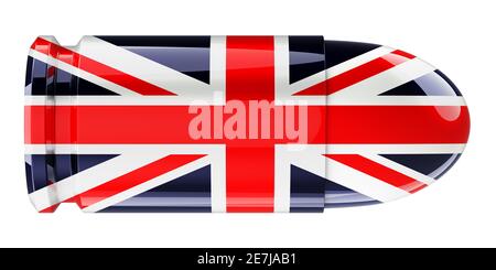 Balle avec drapeau britannique, rendu 3D isolé sur fond blanc Banque D'Images