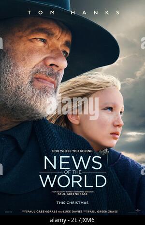 TOM HANKS et HELENA ZENGEL dans NEWS OF THE WORLD (2020), réalisé par PAUL GREENGRASS. Crédit : PHOTOS / Album UNIVERSEL Banque D'Images