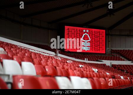 Nottingham, Royaume-Uni. 30 janvier 2021. NOTTINGHAM, ANGLETERRE. JANVIER 30 Nottingham Forest écran LCD avec emblème de forêt pendant le match de championnat de Sky Bet entre Nottingham Forest et Barnsley au City Ground, Nottingham le samedi 30 janvier 2021. (Credit: Jon Hobley | MI News) Credit: MI News & Sport /Alay Live News Banque D'Images