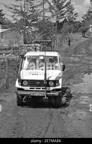 Red Cross car, Eldoret-Mission, Rift Valley, Rot-Kreuz-Auto, Eldoret Banque D'Images