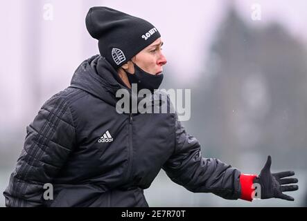 Sint Andries, Belgique. 30 janvier 2021. Entraîneur-chef Audrey Demoustier de Woluwe photographié lors d'un match de football féminin entre le Club Brugge Dames YLA et White Star Woluwe le 12 e jour de match de la saison 2020 - 2021 de la Super League belge Scooore Womens, samedi 30 janvier 2021 à Bruges, Belgique . PHOTO SPORTPIX.BE | SPP | DAVID CATRY Credit: SPP Sport Press photo. /Alamy Live News Banque D'Images