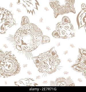 illustration vectorielle de motif de visage léopard sans couture Illustration de Vecteur