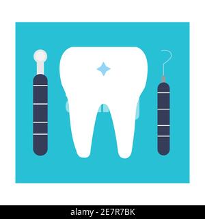 Une illustration de soins dentaires sur fond bleu Illustration de Vecteur