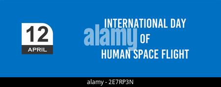 12 avril Journée internationale de l'espace humain texte Design Illustration. Bannière de l'événement de la Journée internationale. Banque D'Images
