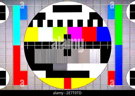 Motif de test TV généré par un Monoscope – photo originale D'une télévision d'époque Banque D'Images