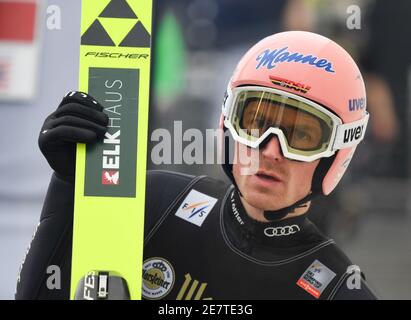 Willingen, Allemagne. 30 janvier 2021. Ski nordique, saut à ski : coupe du monde, grande colline, hommes. Severin Freund, d'Allemagne, se prépare à la ronde de procès sur la tour de Mühlenkopfschanze. Credit: Arne Dedert/dpa/Alay Live News Banque D'Images