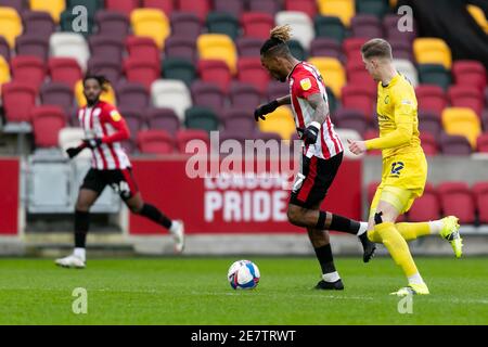 LONDRES, ANGLETERRE. 30 JANVIER : Ivan Toney de Brentford en action lors du match de championnat Sky Bet entre Brentford et Wycombe Wanderers au stade communautaire de Brentford, Brentford, le samedi 30 janvier 2021. (Crédit : Juan Gasparini | ACTUALITÉS MI) crédit : ACTUALITÉS MI et sport /Actualités Alay Live Banque D'Images