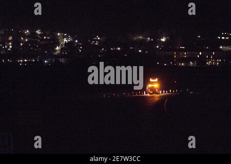 Stirling, Écosse, Royaume-Uni. 30 janvier 2021. Photo : l'autoroute M9 a été verrouillée entre les jonctions 9 et 11 en raison d'un incident de police en cours. Aucun autre fait n'a été mis en lumière actuellement. Crédit : Colin Fisher/Alay Live News Banque D'Images