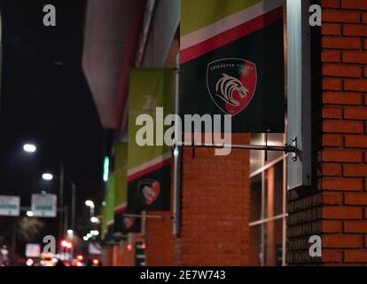 Vue générale à l'extérieur du stade Mattioli Woods Welford Road, avant un match de rugby Gallagher Premiership Round 7, le vendredi 29 janvier 2021, en L Banque D'Images