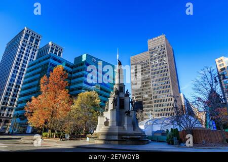 DETROIT, MI, États-Unis - 10 NOVEMBRE : campus Martius Park le 10 novembre 2020 dans le centre-ville de Detroit, Michigan. Banque D'Images