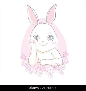 Petite lapin de dessin animé contenant de l'oeuf de Pâques Illustration de Vecteur