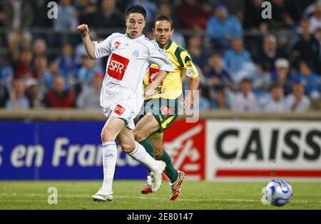 L'Olympique de Marseille Samir Nasri lors de la demi-finale de la coupe française, l'Olympique Marseille contre Nantes au stade Vélodrome de Marseille, France, le 18 avril 2007. Marseille a gagné 3-0. Photo de Christian Liewig ABACAPRESS.COM Banque D'Images