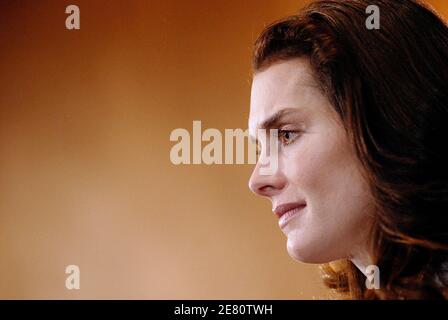 L'actrice Brooke Shields tient une conférence de presse sur Capitol Hil, afin de soutenir la loi « Mothers Act », la législation pour un nouvel investissement fédéral dans l'éducation à la dépression post-partum, et les programmes de détection et de traitement pour les nouvelles mères à Washington DC, Etats-Unis, le 11 2007 mai. Photo par Olivier Douliery/ABACAPRESS.COM Banque D'Images