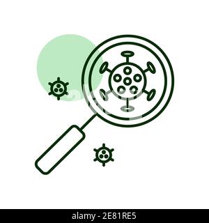 Coronavirus sous l'icône de vecteur de loupe. Nouveau coronavirus. Symbole graphique pour la conception de sites Web médicaux et d'applications, le logo, l'application, l'interface utilisateur Illustration de Vecteur