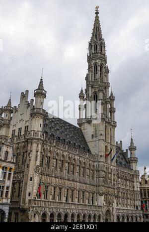 Hôtel de ville médiéval sur la Grand place, place Grote Markt à Bruxelles, Belgique Banque D'Images
