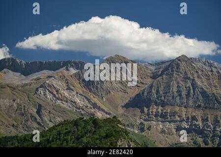 Vue sur les montagnes dans les Pyrénées aragonaises, dans la province de Huesca, Espagne. Paysage Banque D'Images