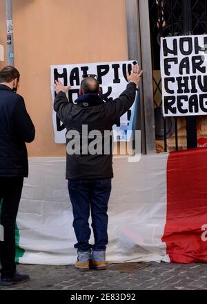 Manifestazione del sindacato SINLAI Rome sur la piazza del Pantheon, sindacato di estrema destra e nazionalista Banque D'Images