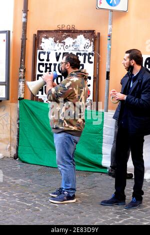 Manifestazione del sindacato SINLAI Rome sur la piazza del Pantheon, sindacato di estrema destra e nazionalista Banque D'Images