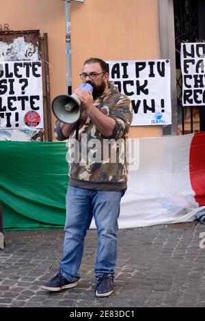 Manifestazione del sindacato SINLAI Rome sur la piazza del Pantheon, sindacato di estrema destra e nazionalista Banque D'Images