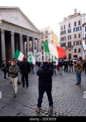 Manifestazione del sindacato SINLAI Rome sur la piazza del Pantheon, sindacato di estrema destra e nazionalista Banque D'Images