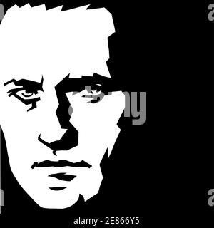 Homme politique russe Alexey Navalny. Silhouette d'une face sur fond noir Illustration de Vecteur