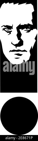 Homme politique russe Alexey Navalny. La silhouette d'une face sur un point d'exclamation Illustration de Vecteur