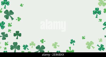 Shamrock mélangeur horizontal bordure sans couture vecteur motif St. patrick Day motif de surface Illustration de Vecteur