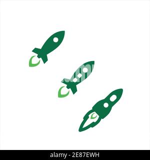 logo et icône de vecteur de vaisseau spatial de lance-roquettes simple Illustration de Vecteur