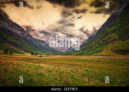 Vallée de Glencoe sous le nuage Banque D'Images