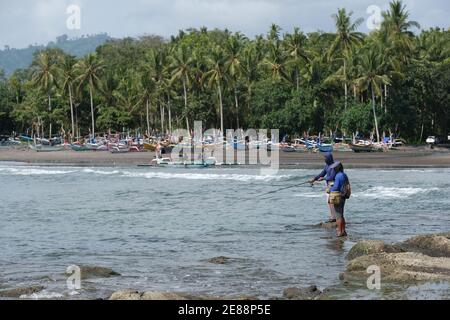 Indonésie Bali Pekutatan - Pantai Medewi - pêche Plage de Medewi Banque D'Images