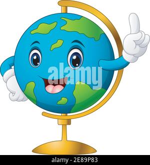 Illustration vectorielle de Cartoon World pointant vers le monde Illustration de Vecteur