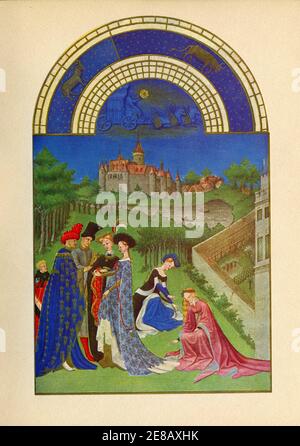 Les très riches heures du duc de Berry. Le calendrier. Le mois d'avril. Banque D'Images