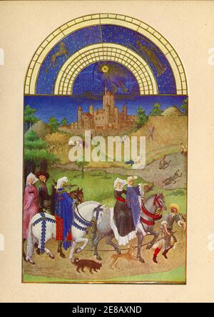 Les très riches heures du duc de Berry. Le calendrier. Le mois d'aout. Banque D'Images