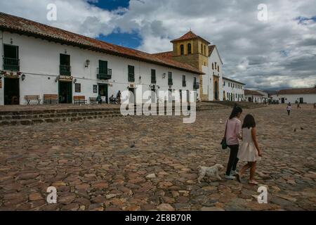 La place principale de la ville de Villa de Leiva en Colombie, Amérique du Sud, Banque D'Images