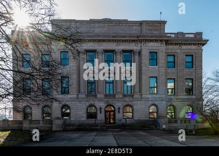 Wilmington, Ohio/USA-5 janvier 2019: Façade extérieure du palais de justice historique du comté de Clinton construit en 1918 dans le deuxième style Renaissance i Banque D'Images