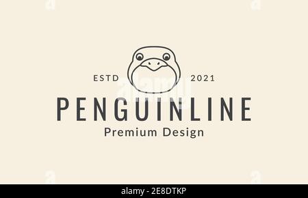 animal oiseau pingouin tête ligne mignon logo symbole icône vecteur illustration de la conception graphique Illustration de Vecteur