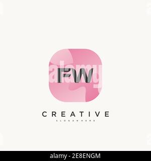 FW lettre initiale logo éléments de modèle de conception avec WAVE art coloré Illustration de Vecteur