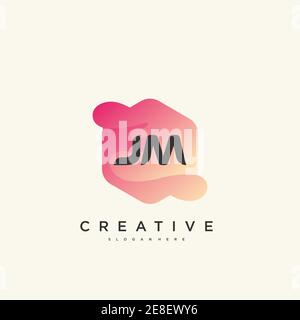 JM lettre initiale logo coloré icône modèle éléments Vector Illustration de Vecteur