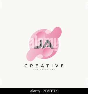 JA lettre initiale logo coloré icône modèle éléments Vector art Illustration de Vecteur