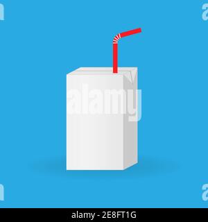 Boîte vierge de jus avec paille, vecteur conceptuel Illustration de Vecteur