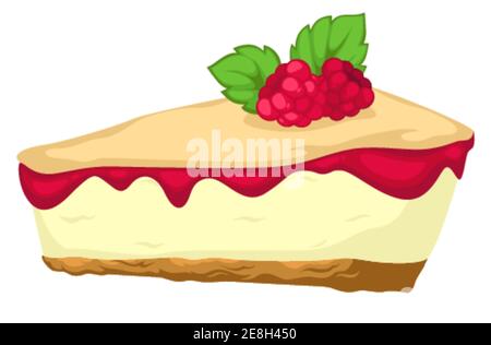 Gâteau sucré avec confiture de framboise et morceau de baie Illustration de Vecteur