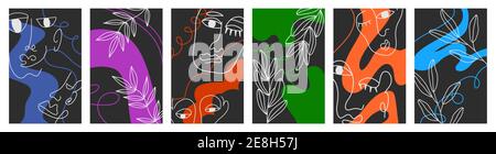 Ensemble de feuilles et fleurs diverses, formes abstraites Illustration de Vecteur