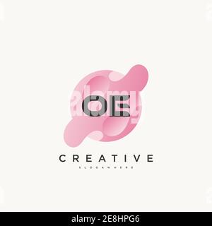 Lettre initiale OE logo coloré icône modèle éléments Vector art Illustration de Vecteur