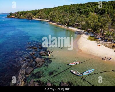 Antenne de la plage d'Ong Lang, île de Phu Quoc, Vietnam Banque D'Images