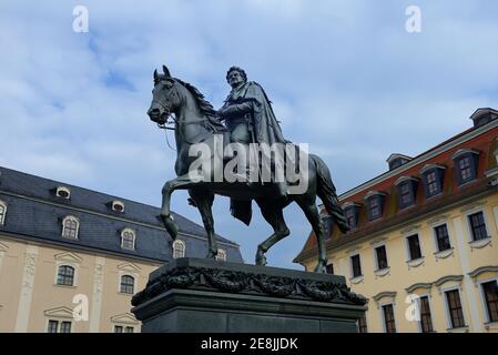 Carl August Memorial, place de la démocratie, Weimar, Thuringe, Allemagne Banque D'Images