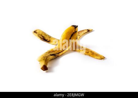 Pelure de banane isolé sur fond blanc Banque D'Images