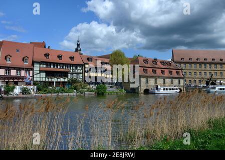 Quartier de la vieille ville petite Venise sur les rives de la Regnitz, Bamberg, haute-Franconie, Franconie, Bavière, Allemagne Banque D'Images