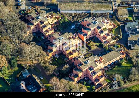 Vue aérienne du complexe résidentiel Napoleonsweg à Dorsten dans la région de la Ruhr en Rhénanie-du-Nord-Westphalie, Allemagne, DE, Allemagne, Dorsten, Europe, prop Banque D'Images