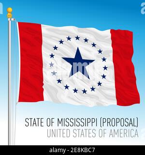 Proposition de drapeau d'État fédéral du Mississippi, États-Unis, illustration vectorielle Illustration de Vecteur